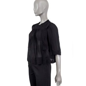 Isabel Marant Embroidered 3/4 Sleeve Silk Blouse Black